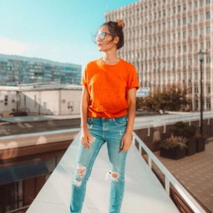 Sophie standing in front of a building